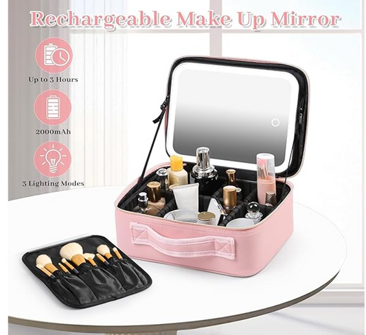 Travel Makeup Kit With LED Mirror